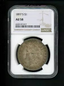 1897N S US [K Vo[ _[ $1.00 $1 NGC AU 58 ݂S[fg[̕\