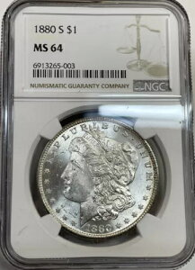 1880-S ���[�K�� �V���o�[ �_���[ - NGC MS 64 - PQ - �O���[�f�B���O���ꂽ�΂���̑f���炵������I