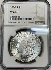 1880-S ���[�K�� �V���o�[ �_���[ - NGC MS 64 - PQ - �O���[�f�B���O���ꂽ�΂���̑f���炵������I