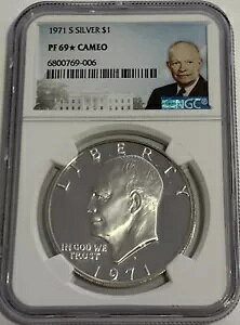 1971 S $1 NGC PF69 �X�^�[ �J���I �v���[�t 40% �V���o�[ �A�C�[���n���[ �h�� IKE ���x��