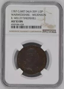 1787 �C�M���X D&H-359 1/2 �y�j�[ �E�H���b�N�V���[ - �E�B���L���\�� - NGC AU 53 BN