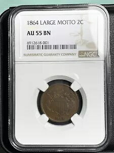 1864 ���[�W ���b�g 2C 2 �Z���g �s�[�X NGC AU55 LG ���b�g