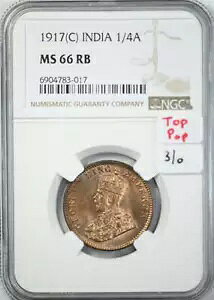 1917 (C) India 1/4A Anna NGC MS66RB - �g�b�v�|�b�v!