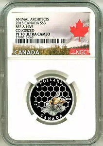 2013 Ji_ S$3 Animal Architects Bee & Hive Colorized NGC PF70 Ultra Cameo
