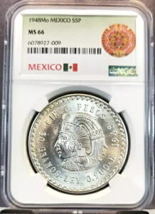 1948 ���L�V�R �V���o�[ 5 �y�\ S5P CUAUHTEMOC NGC MS 66 ��������� BU �R�C��