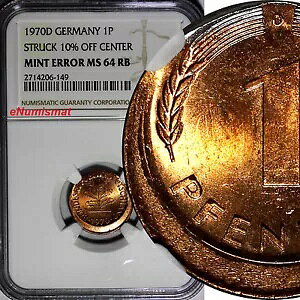 �h�C�c - �A�M 1970-D 1 �t�F�j�q NGC �~���g �G���[ MS64 RB �s�� KM#105 (149)