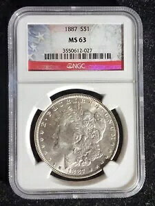 ? 1887 P ���[�K�� �A�����J�� �V���o�[ $1 1 �h�� �R�C�� NGC MS63 �̔������B���Ђ�T2820