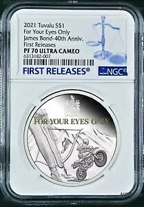 2021 �W�F�[���Y �{���h �t�H�[ ���A �A�C�Y �I�����[ 40th �A�� �V���o�[ �v���[�t $1 1oz �R�C�� NGC PF70 FR