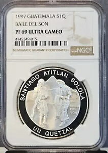 1997 グアテマラ シルバー 1 ケツァル ベイル デル ソン NGC PF 69 ウルトラ カメオ 希少