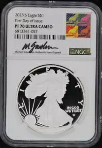 2023-S �v���[�t $1 �A�����J�� �V���o�[ �C�[�O�� NGC PF70 FoD Michael Guadioso (114PID)