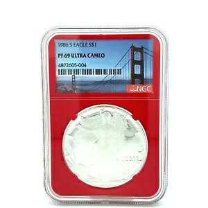 1986 S $1 AJ Vo[ C[O 1oz NGC PF 69 Eg JI - bh RA - rfIQ