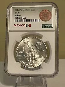 1982-Mo 1 ONCE MEXICO LIBERTAD WINGED-VICTORY NGC MS-66 �n�C�O���[�h KM# 494.1