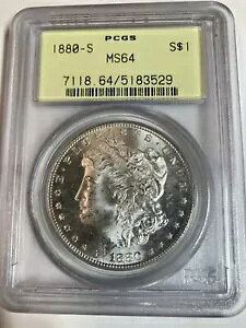 (A) 1880-S MS 64 PCGS �����K�� �V���o�[ �_���[�A�Â��z���_�[�A�V���[�v�ȃn�C�����[�t