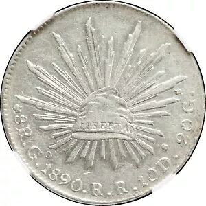 ���L�V�R 8 Reales Go 1890 R.R. �O�A�i�t�@�g�ANGC AU55�B KM# 377.8