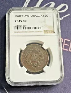 1870 SHAW pOAC 2 ZeVX - NGC XF 45 BN