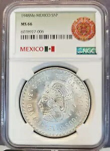 1948 ���L�V�R �V���o�[ 5 �y�\ S5P �N�A�E�e���b�N NGC MS 66 �u���C�W���O �W�F�� BU