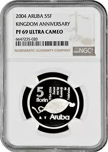 Aruba 5 florin 2004�ANGC PF69 UC�A�u�L���O�_�� �A�j�o�[�T���[�v�g�b�v �|�b�v 3/0