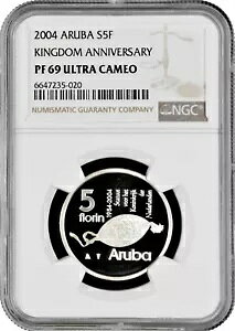 Aruba 5 florin 2004�ANGC PF69 UC�A�u�L���O�_�� �A�j�o�[�T���[�v�g�b�v �|�b�v 3/0
