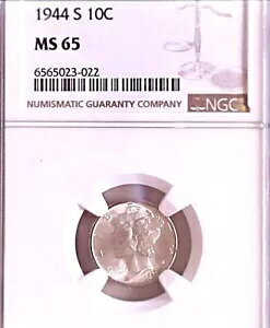 NGC ɂ GEM/GEM+ O[h 4 Merc Dime ̃O[v (1944-SA45A45-DA45-S)A$160 OBO