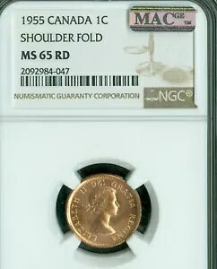 1955 CANADA CENTS NGC MS65 RD MAC 2ND ōO[h POP-5 A MAC X|bgX *