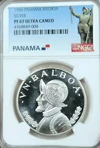 1966 パナマ シルバー 1 バルボア バスコ ヌネス デ バルボア NGC PF 67 ウルトラ カメオ 希少