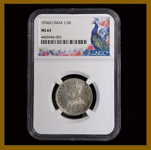 �C�M���X�̃C���h 1/2 ���s�[��A1934 (C) Calcutta NGC MS 64 King George V