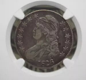 1826 �L���b�v�t�� BUST �V���o�[ �n�[�t�_���[ 50c NGC XF �ڍ� #004 �G�N�X�g�� �t�@�C�� ECC&C Inc