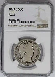 1893-S NGC 50C Vo[ o[o[ n[t_[ ǍD AG3 Z~L[ t