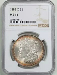 1883-O $1 モーガン シルバー ダラー MS63 NGC 8319850-014 魅力的なトーン