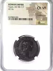 NGC Ch VF Trajan AE As Rome �~���g 98-117 AD Victory rev�B�f���炵���ڍ�