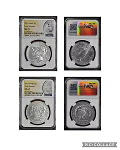 2023 ���[�K�� & �s�[�X �V���o�[ �_���[ 2 �{�Z�b�g NGC MS69 ER ���[�K�� & �s�[�X ���x�� BX11