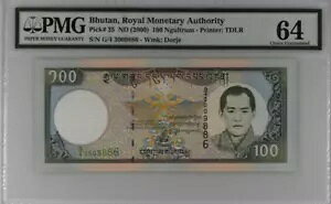 ブータン ND 2000 100 ニュルタム PMG 64 チョイス UNC 安定穴ピック #25 #2732