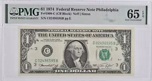 PMG Gem Unc 65 EPQ $1 1974 �y���V���o�j�A�B�t�B���f���t�B�A �č��A�M������s���� Fr#1908-C