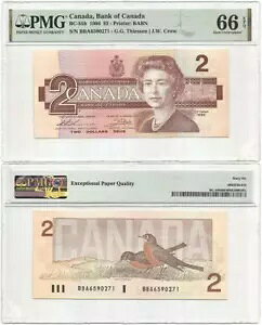 1986 BIRDS of CANADA p $2.00 uROBINv  PMG 66 EPQ uGEM UNCIRCULATEDv