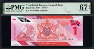 トリニダード トバゴ 2020 1 ドル中央銀行券 SCWPM-60a PMG Superb Gem Unc 67 EPQ