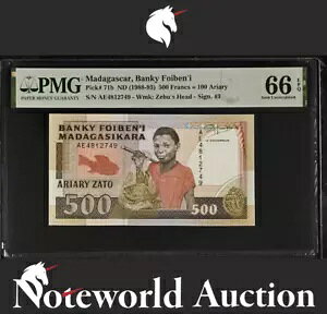 マダガスカル 500 フラン 100 アリアリ ND (1988-93) P 71b UNC PMG 66 EPQ