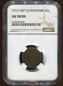 1913 �f���}�[�N 2 �z�� |��v���t 373,000 ��c | NGC AU58 BN | KM 813.1 |��������