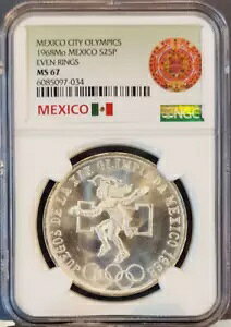 :1968 Mo S25-PESOS LVRVeB IsbN NGC MS-67 TYPE-1 O AeB R4