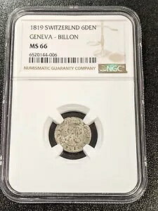1819 MS66 �X�C�X �X�C�X �J���g�� �W���l�[�u �r���� 6 �f�j�[�� NGC KM 118 �g�b�v �|�b�v