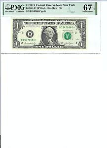 2013 $1 FRN FR3001-B* PMG 67 Gem UNC EPQAj[[N * S/N B15470690* ɒӂĂB