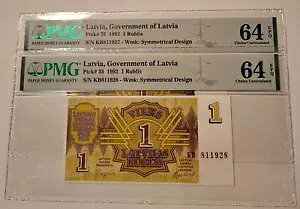 grA 1992 1 Rublis Notes Choice Unc 64 EPQ PMG AVA 2 