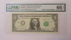2013 $1 �T���t�����V�X�R FRN 3001-L ���[�_�[�m�[�g �V���A���ԍ� 11388311 PMG 66 EPQ