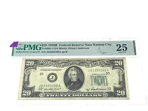 Pre 57 - 1950B $20 �A�M�������J���U�X�V�e�B�A�O���[�� �V�[���APMG 25 VF (#19)