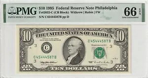 $10 1995 FRN 2032-C CB ubNF PMG  UNC 66 EPQ tBftBA