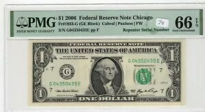 $1 2006 FRN Fr# 1933-G GE ubN PMG UNC 66 EPQ TtVXR s[^[ VA