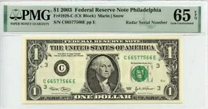 2003 $1 AMstBftBA Fr# 1928-C PMG Gem65 EPQ [_[