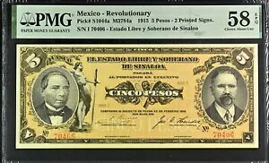 LVR Rev / Estado Libre y Soberano P#S1044a M3784a 1915 5 y\ PMG ChAU58EPQ