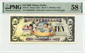 2009 $10 �f�B�Y�j�[ $ �o�[�X�f�[�p�[�e�B�[ �V���f������ DIS154 PMG AU58 EPQ