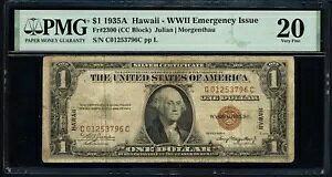 1935A PMG VF20 ���ɏ㎿�� $1 1 �h�� �n���C CC �u���b�N �V���o�[ �ؖ����m�[�g FR# 2300