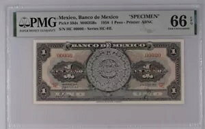 LVRALVRs P#59ds M4635Bs 1958 1 y\ PMG WF UNC 66 EPQ "SPECIMEN"